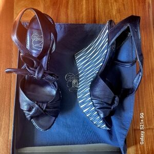 Navy Blue Wedge Sandals